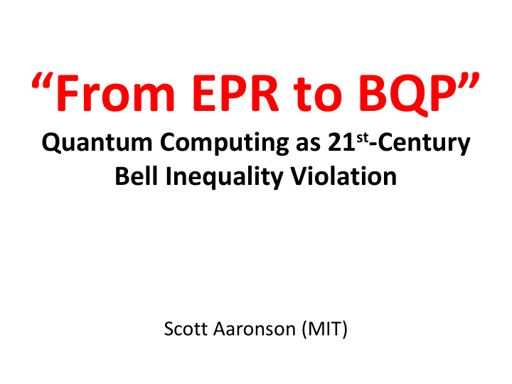 from epr to bqp