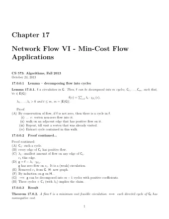 Chapter 17  Network Flow VI - Min-Cost Flow  Applications  CS 573: Algorithms, Fall 2013  October