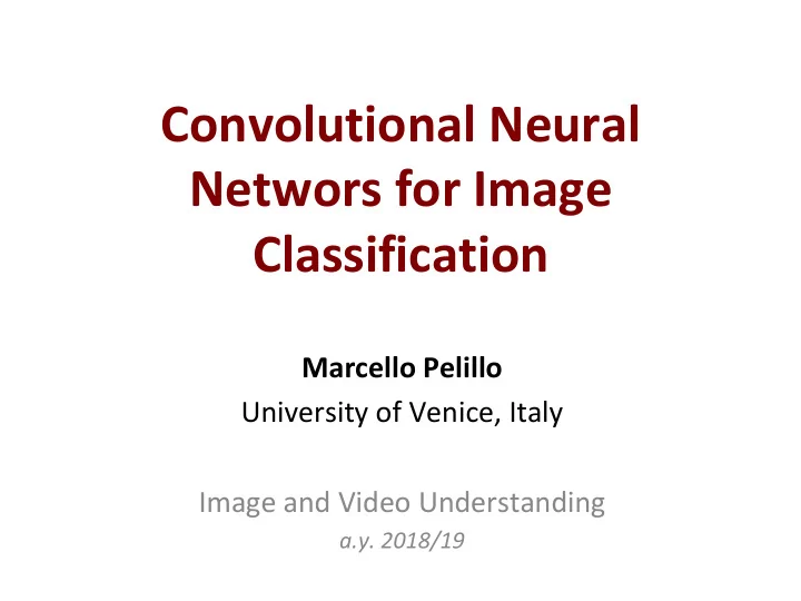 convolutional neural networs for image classification