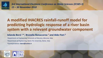 system with a relevant groundwater component Iolanda Borz 1, *, Brunella Bonaccorso 1 and Aldo