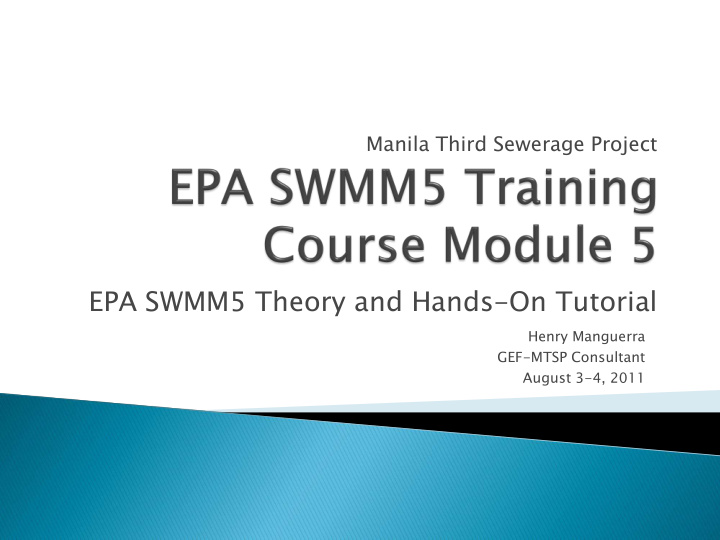 epa swmm5 theory and hands on tutorial
