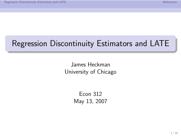 regression discontinuity estimators and late