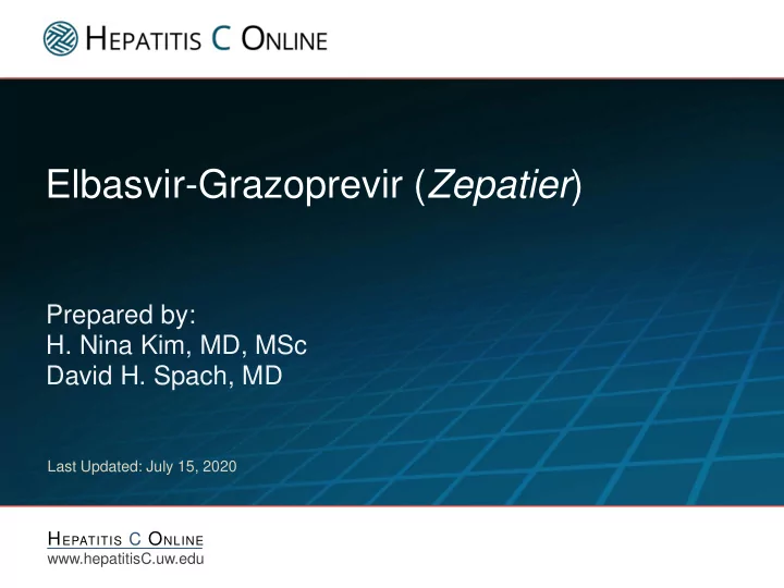 elbasvir grazoprevir zepatier