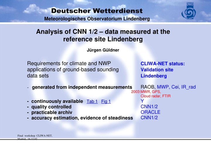 analysis of cnn 1 2 data measured at the reference site