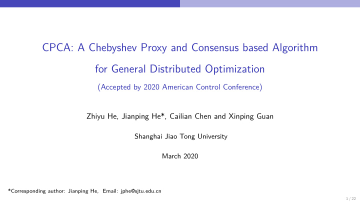 cpca a chebyshev proxy and consensus based algorithm for