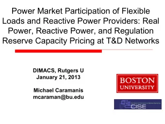 Power Market Participation of Flexible  Loads and Reactive Power Providers: Real  Power, Reactive
