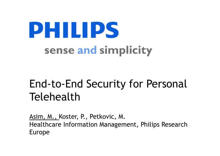 end to end security for personal