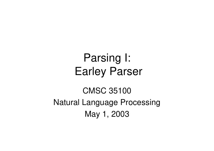 parsing i earley parser
