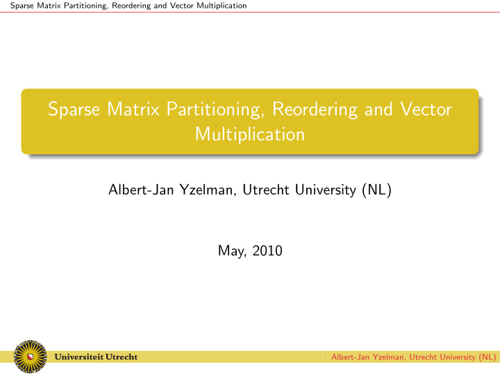 sparse matrix partitioning reordering and vector