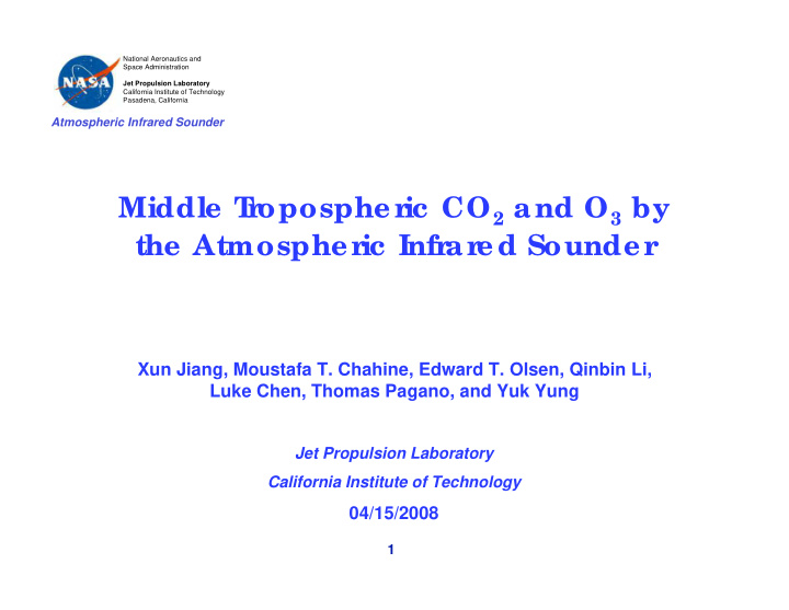 middle t r opospher ic co 2 and o 3 by the atmospher ic