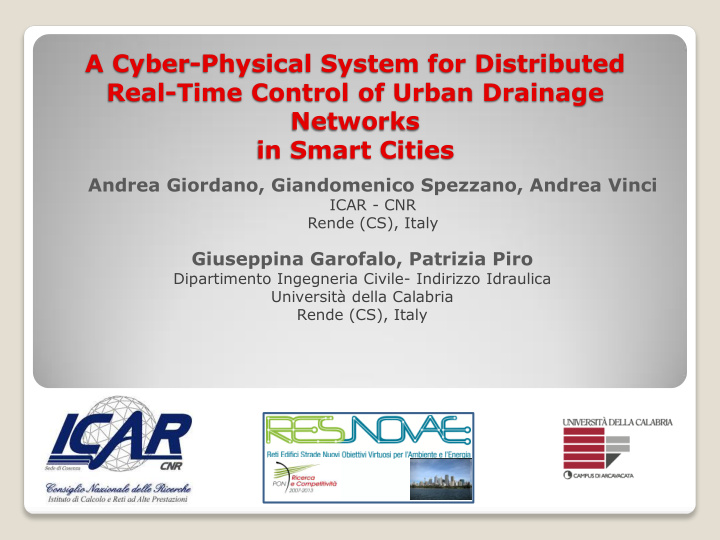 a cyber physical system for distributed real time control
