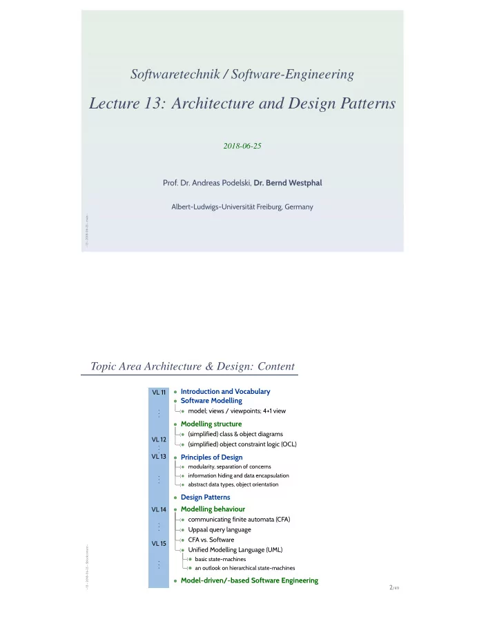 lecture 13 architecture and design patterns