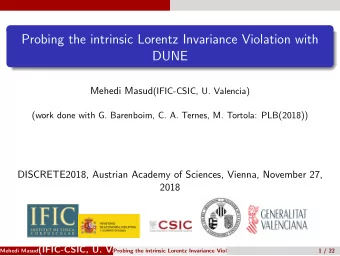 Probing the intrinsic Lorentz Invariance Violation with  DUNE Mehedi Masud (IFIC-CSIC, U. Valencia)