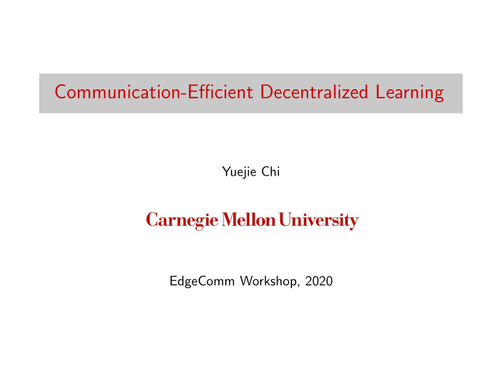 communication efficient decentralized learning