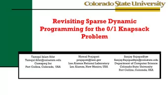 Programming for the 0/1 Knapsack  Problem  Nirmal Prajapati  Sanjay Rajopadhye  Tarequl Islam Sifat
