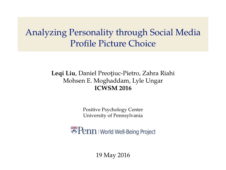 analyzing personality through social media profile