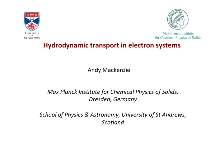 hydrodynamic transport in electron systems