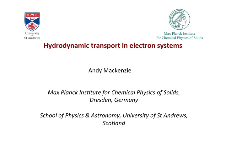 hydrodynamic transport in electron systems