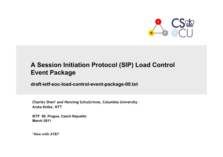 a session initiation protocol sip load control