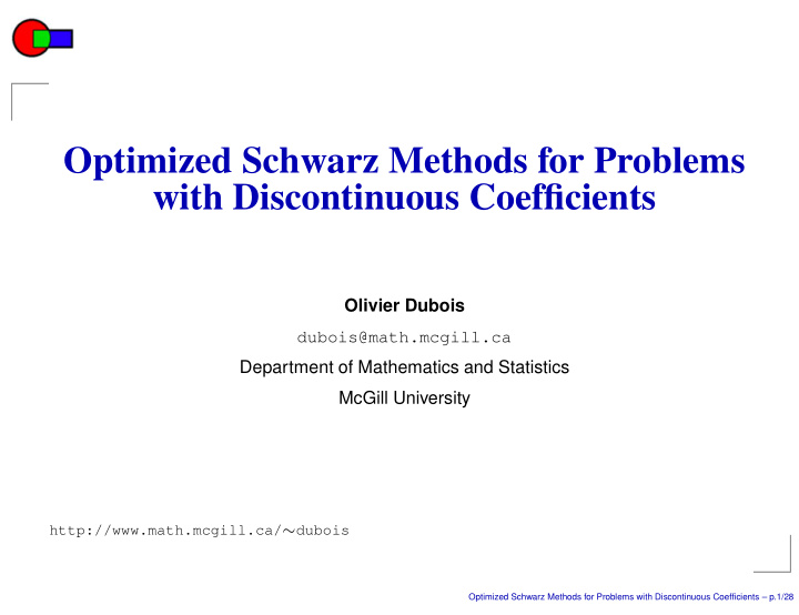 optimized schwarz methods for problems with discontinuous