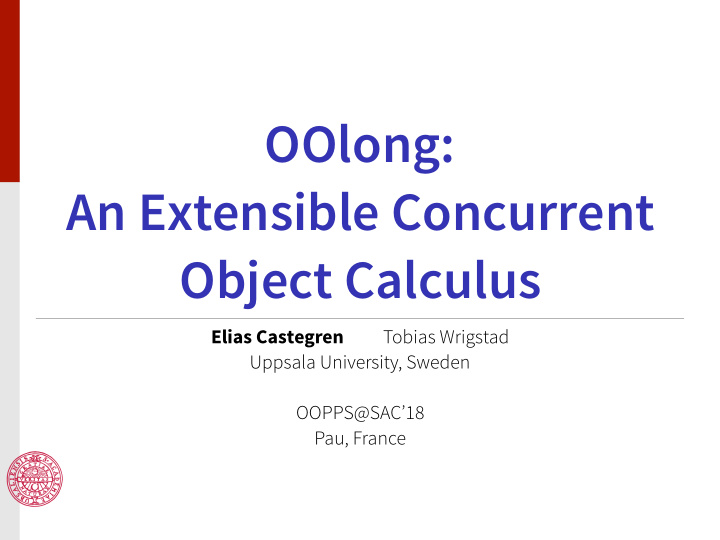 oolong an extensible concurrent object calculus