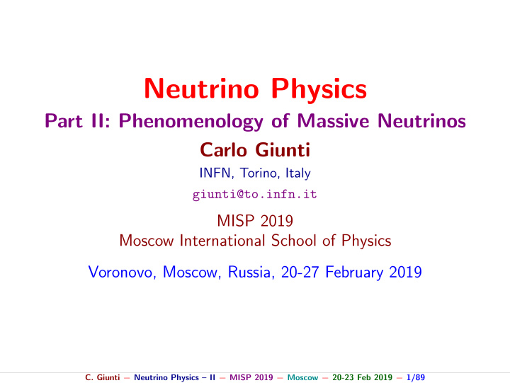 neutrino physics