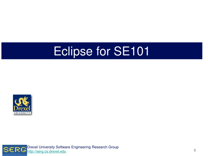 eclipse for se101