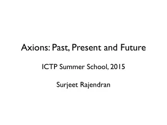 Axions: Past, Present and Future  ICTP Summer School, 2015  Surjeet Rajendran  Axions 10 -43 GeV 10