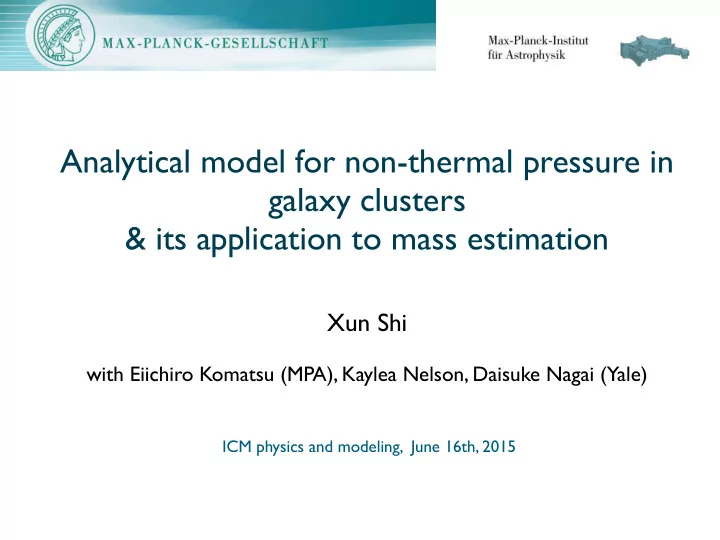 analytical model for non thermal pressure in galaxy