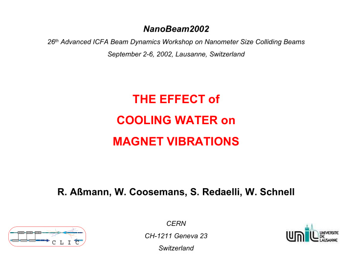 the effect of cooling water on magnet vibrations