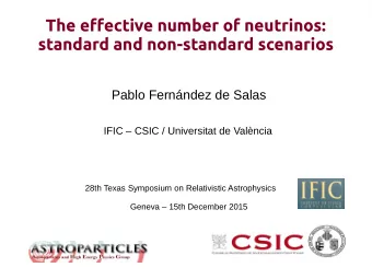 The effective number of neutrinos:  standard and non-standard scenarios  Pablo Fernndez de Salas