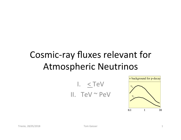 cosmic ray fluxes relevant for atmospheric neutrinos