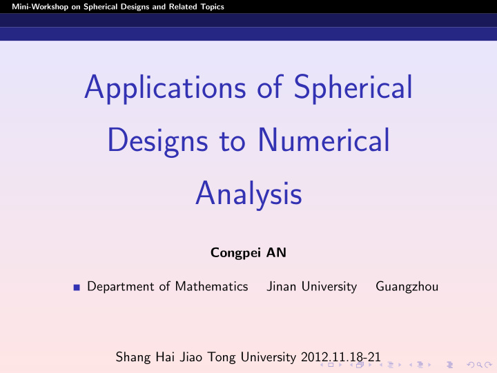 applications of spherical designs to numerical analysis