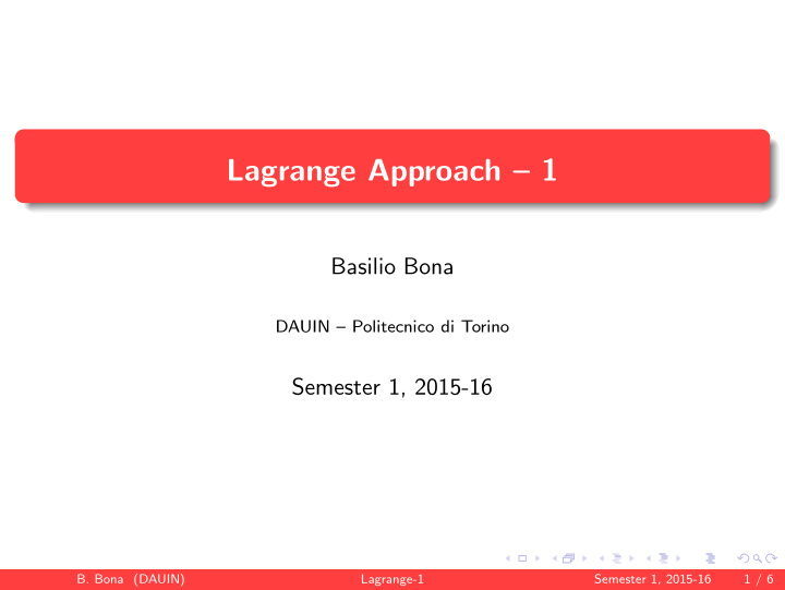 lagrange approach 1