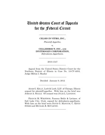United States Court of Appeals  for the Federal Circuit  __________________________  CELSIS IN