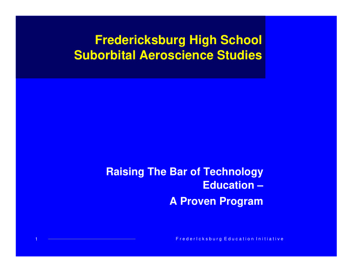 fredericksburg high school suborbital aeroscience studies