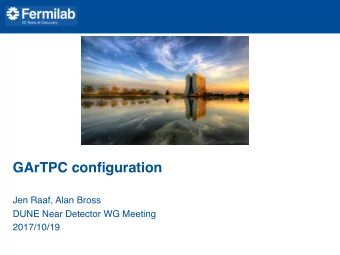 GArTPC configuration  Jen Raaf, Alan Bross  DUNE Near Detector WG Meeting  2017/10/19  LAr + GAr