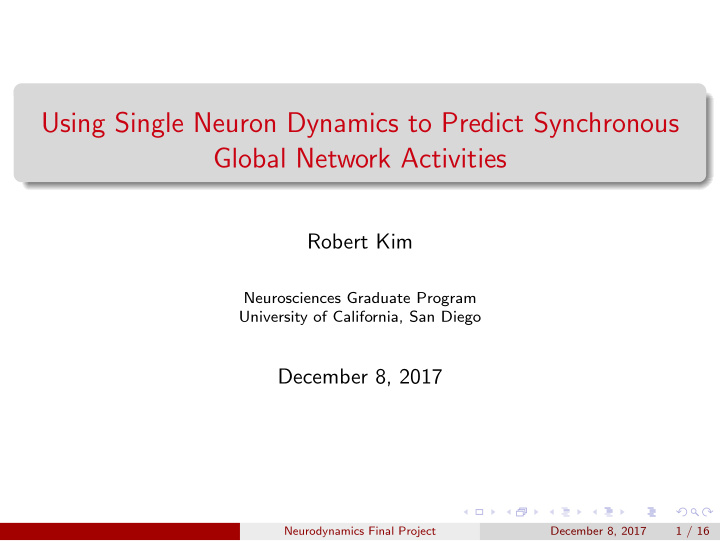 using single neuron dynamics to predict synchronous