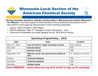 Minnesota Local Section of the  American Chemical Society  Serving chemists, educators, industry