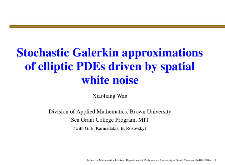 stochastic galerkin approximations of elliptic pdes