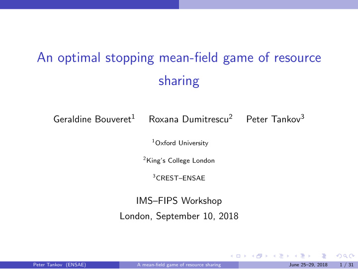 an optimal stopping mean field game of resource sharing