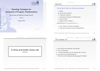 Rewriting Techniques for  syntax  Correctness of Program Transformations  normal order reduction