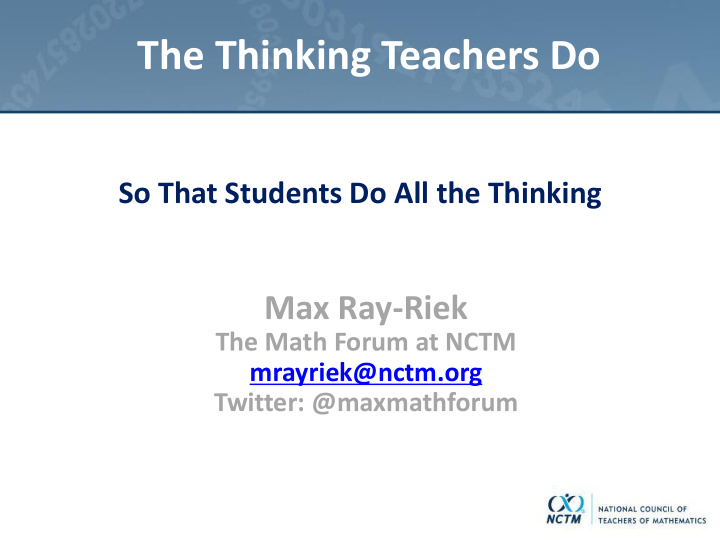 the thinking teachers do