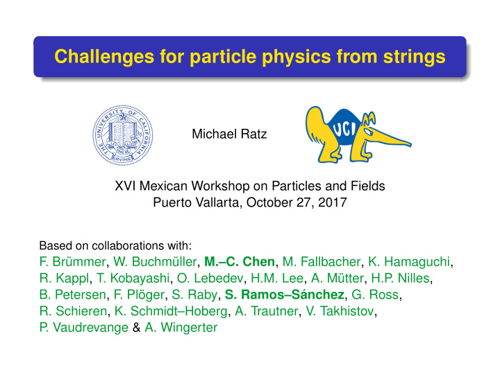 challenges for particle physics from strings