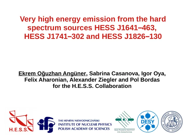 very high energy emission from the hard spectrum sources