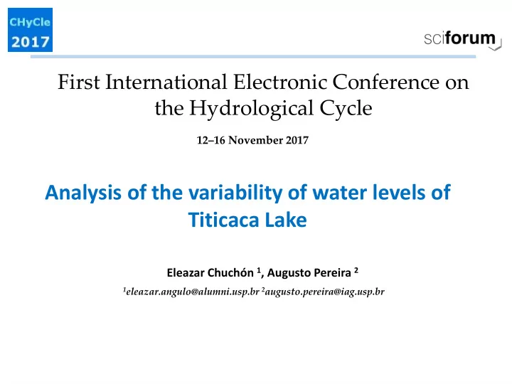 analysis of the variability of water levels of titicaca