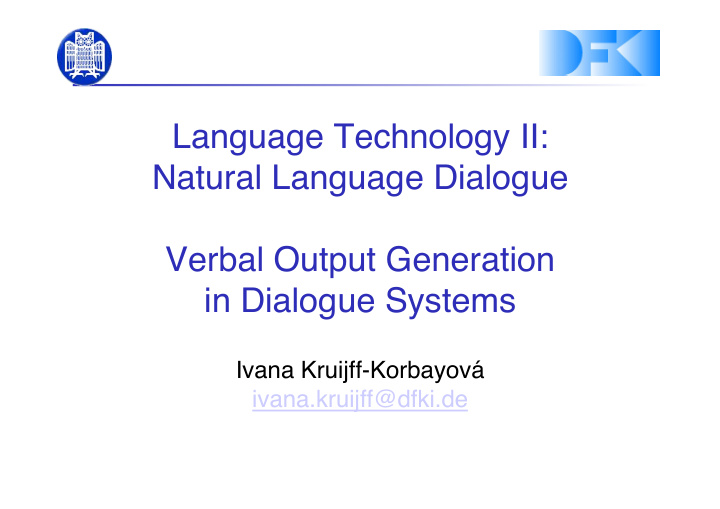 language technology ii natural language dialogue verbal
