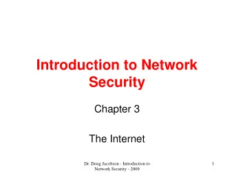 Introduction to Network  Security  Chapter 3  The Internet  Dr. Doug Jacobson - Introduction to  1