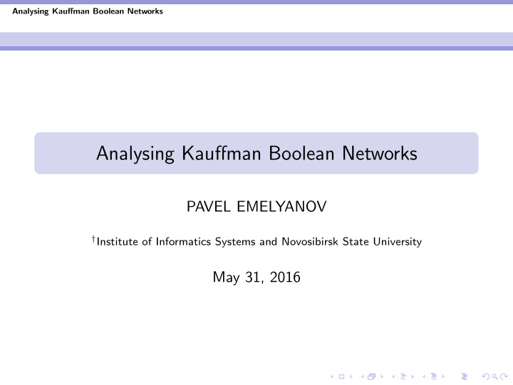 analysing kauffman boolean networks