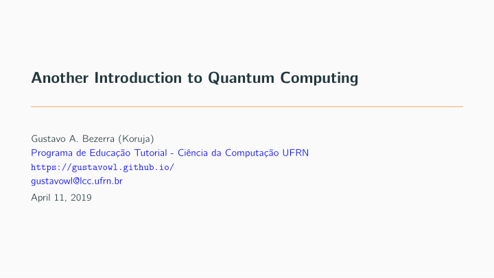 another introduction to quantum computing
